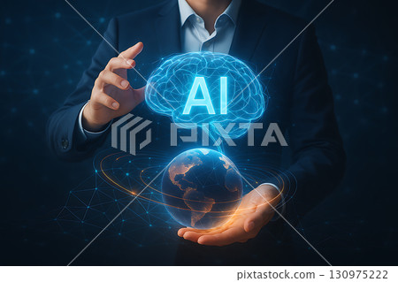 人工智慧大腦與地球的未來商業概念 130975222