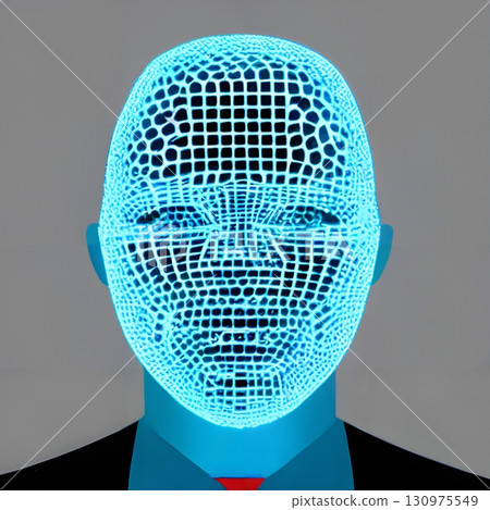 Digital Wireframe Over Mannequin Head 130975549