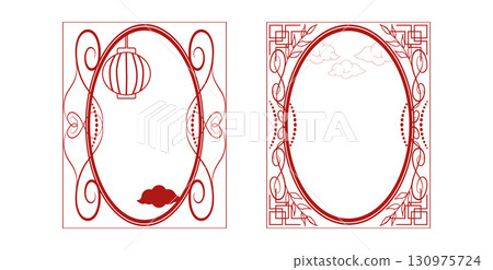 Chinese New Year Frame Set Traditional elements. Asian decorative ornaments Chinese Japanese and Korean. Template Design greeting card banner flyer and social media stories. Vector illustration. Chinese New Year Frame Set Traditional elements. Asian decorative ornaments Chinese Japanese and Korean. Template Design greeting card banner flyer and social media stories. Vector illustration. 130975724