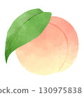 Illustration of a peach with leaves 130975838