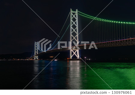 Akashi Strait Bridge, lighted up Akashi Strait Bridge, lighted up 130976061