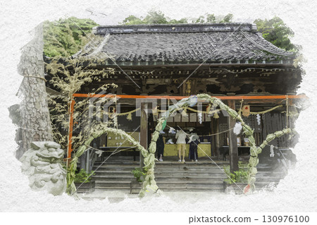 Watercolor style, Ishiura Shrine, worship hall, Kanazawa City, Ishikawa Prefecture 130976100