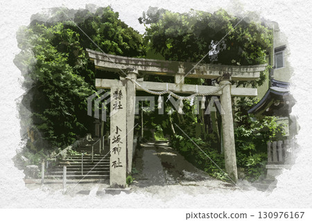 石川縣金澤市小坂神社的水彩風格鳥居 130976167