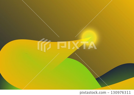 Bright yellow and green abstract wave background 130976311