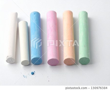 Colorful Chalk Sticks on White Background 130976384