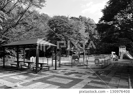 A park surrounded by nature - Black and white "Chitose Aoba Park" 130976408