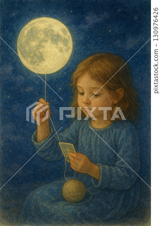 Little girl and tarot cards in the moonlight. Watercolor fantasy illustration Little girl and tarot cards in the moonlight. Watercolor fantasy illustration 130976426