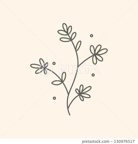 a line drawing of a plant with leaves 130976527