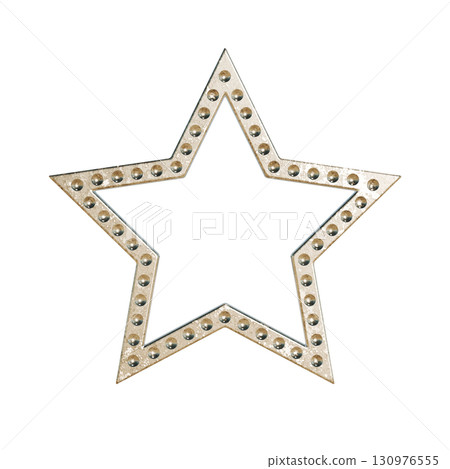 3DCG icon of a gold metallic star frame 130976555