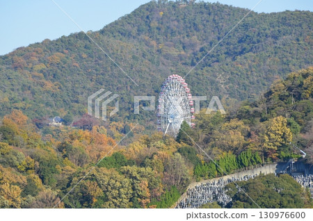 從犬山城天守閣眺望日本雪猴公園（愛知縣犬山市犬山市） 130976600