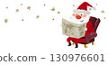 Santa Claus smiling while looking at a map and star decoration Christmas material 130976601