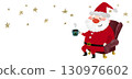 Santa Claus relaxing on the sofa with star decorations Christmas illustration 130976602