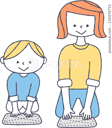 Parent and child mopping Parent and child mopping 130976752