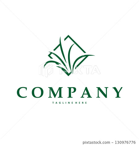 grass logo design simple minimalist concept with line design in the shape of grass symbol illustration symbol template icon vector 130976776