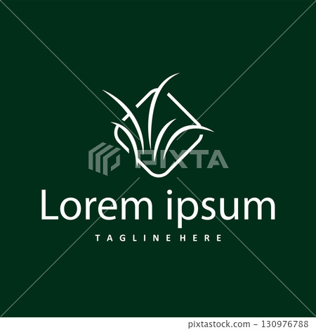 grass logo design simple minimalist concept with line design in the shape of grass symbol illustration symbol template icon vector 130976788