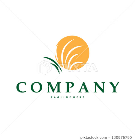grass logo design simple minimalist concept with line design in the shape of grass symbol illustration symbol template icon vector 130976790