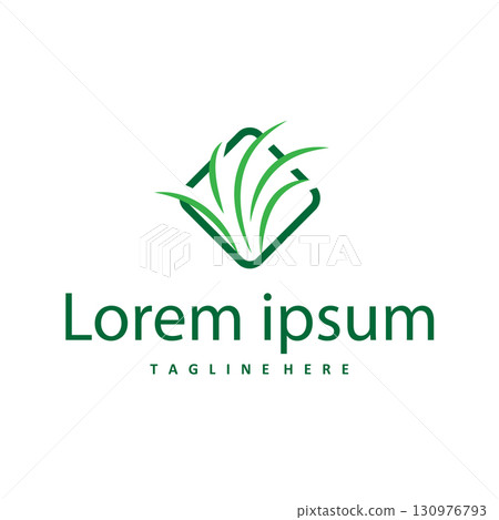 grass logo design simple minimalist concept with line design in the shape of grass symbol illustration symbol template icon vector 130976793