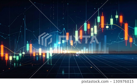 Abstract digital background with glowing red laser lights at a futuristic concert 130976815