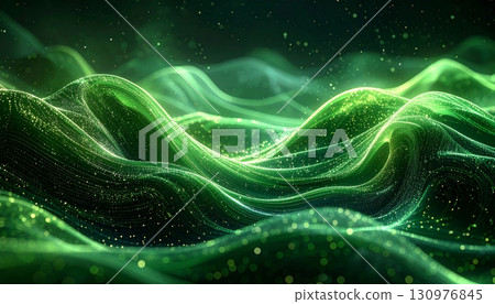 Dynamic fractal waves of glowing blue light swirl in a flowing 3d motion on a dark space backdrop Dynamic fractal waves of glowing blue light swirl in a flowing 3d motion on a dark space backdrop 130976845
