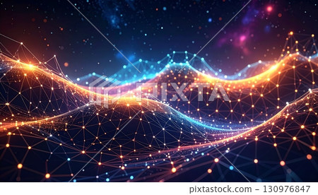 Glowing stars and shiny lights illuminate a magical abstract space background perfect for a winter holiday animation Glowing stars and shiny lights illuminate a magical abstract space background perfect for a winter holiday animation 130976847