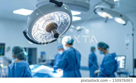 Medical science technology and research in a hospital operating room with X-ray equipment 130976863