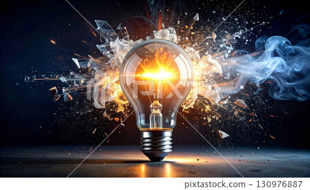 Glowing incandescent bulb symbolizing a bright idea or innovation 130976887