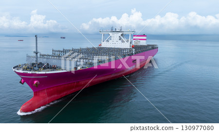 Aerial view Container cargo ship freight shipping transport logistic international, Global business industry transportation logistic import export by container cargo ship, Container ship sea freight. 130977080
