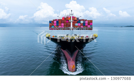 Container cargo ship freight shipping transport logistic international, Global business industry transportation logistic import export by container cargo ship, Container ship sea freight. Container cargo ship freight shipping transport logistic international, Global business industry transportation logistic import export by container cargo ship, Container ship sea freight. 130977088
