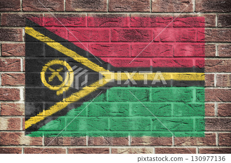 Vanuatu flag on a brick wall background Vanuatu flag on a brick wall background 130977136