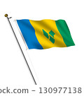 Saint Vincent and The Grenadines Flagpole 3d illustration 130977138