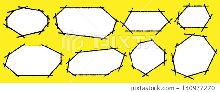 Hand-drawn polygonal frame design material Hand-drawn polygonal frame design material 130977270