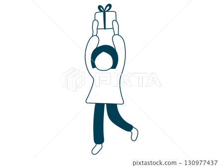 拿著禮物的女人的插圖素材 拿著禮物的女人的插圖素材 130977437