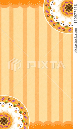 Vertical frame of ghosts who want to eat sweets Vertical frame of ghosts who want to eat sweets 130977458