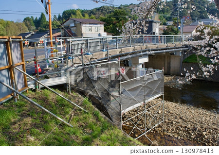 Repair work on a small bridge Repair work on a small bridge 130978413