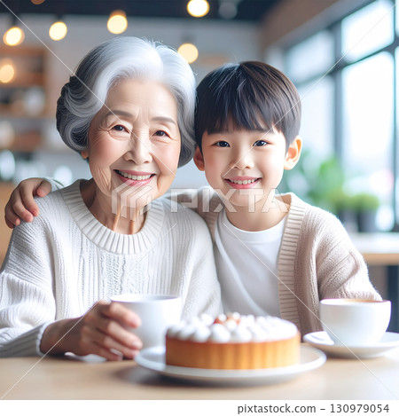 grandma, grandchild, bread, snack, cookie, love, homemade, kitchen, warm moment, bonding, affection, smile, baking, sweet time, sharing, family, joy, laughter, tenderness, biscuits, treat, warmth, hug 130979054