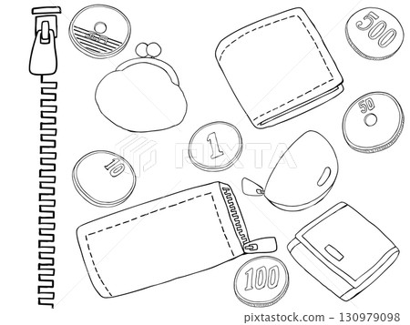 Money material set line drawing 130979098