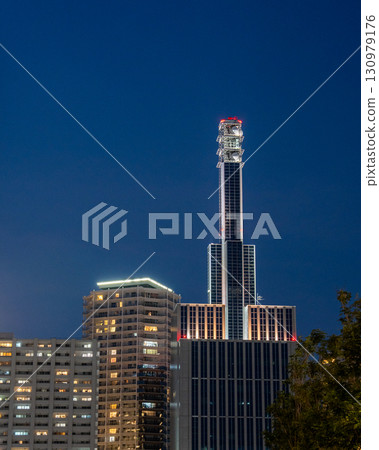 Urban and stylish buildings in Kobe at night 130979176