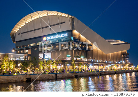 Illuminated G-Lion Arena Kobe at night 130979179