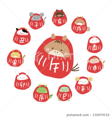 2026 Year of the Horse New Year's Card Material Zodiac Daruma 130979310