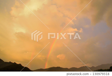 Evening view after the rain, rainbow 130979318