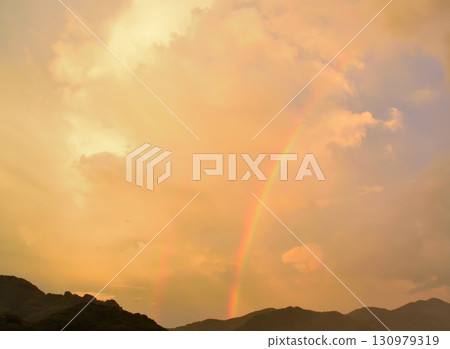 Evening view after the rain, rainbow 130979319