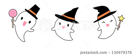 Cute Halloween ghost illustration Cute Halloween ghost illustration 130979376