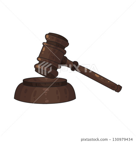 illustration of judge hammer 130979434