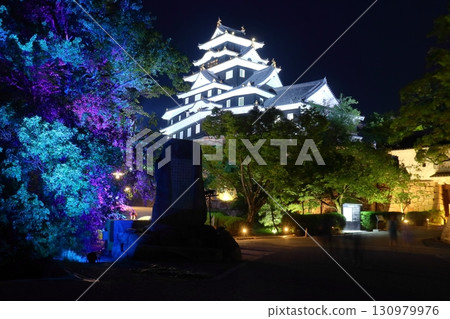 Illuminated Okayama Castle (Crow Castle) 130979976