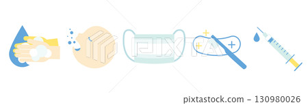 Illustrated icon set for disease prevention 130980026