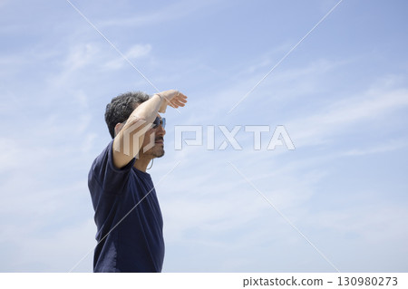 A handsome middle-aged man enjoying domestic travel 130980273