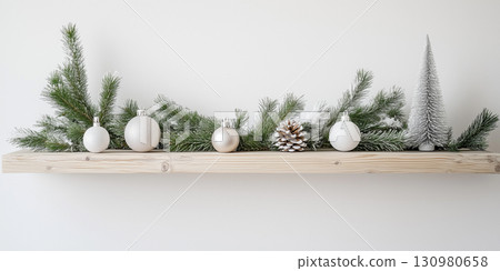Luxury Holiday Shelf Decoration with Pinecones Luxury Holiday Shelf Decoration with Pinecones 130980658