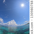 Sea, sky and white clouds, summer vacation scenery 130980788