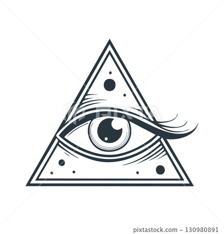 Mystical All Seeing Eye in Triangle Symbol with Cosmic Details Mystical All Seeing Eye in Triangle Symbol with Cosmic Details 130980891