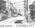 Roads with cars and residential areas tone style 3 130981157
